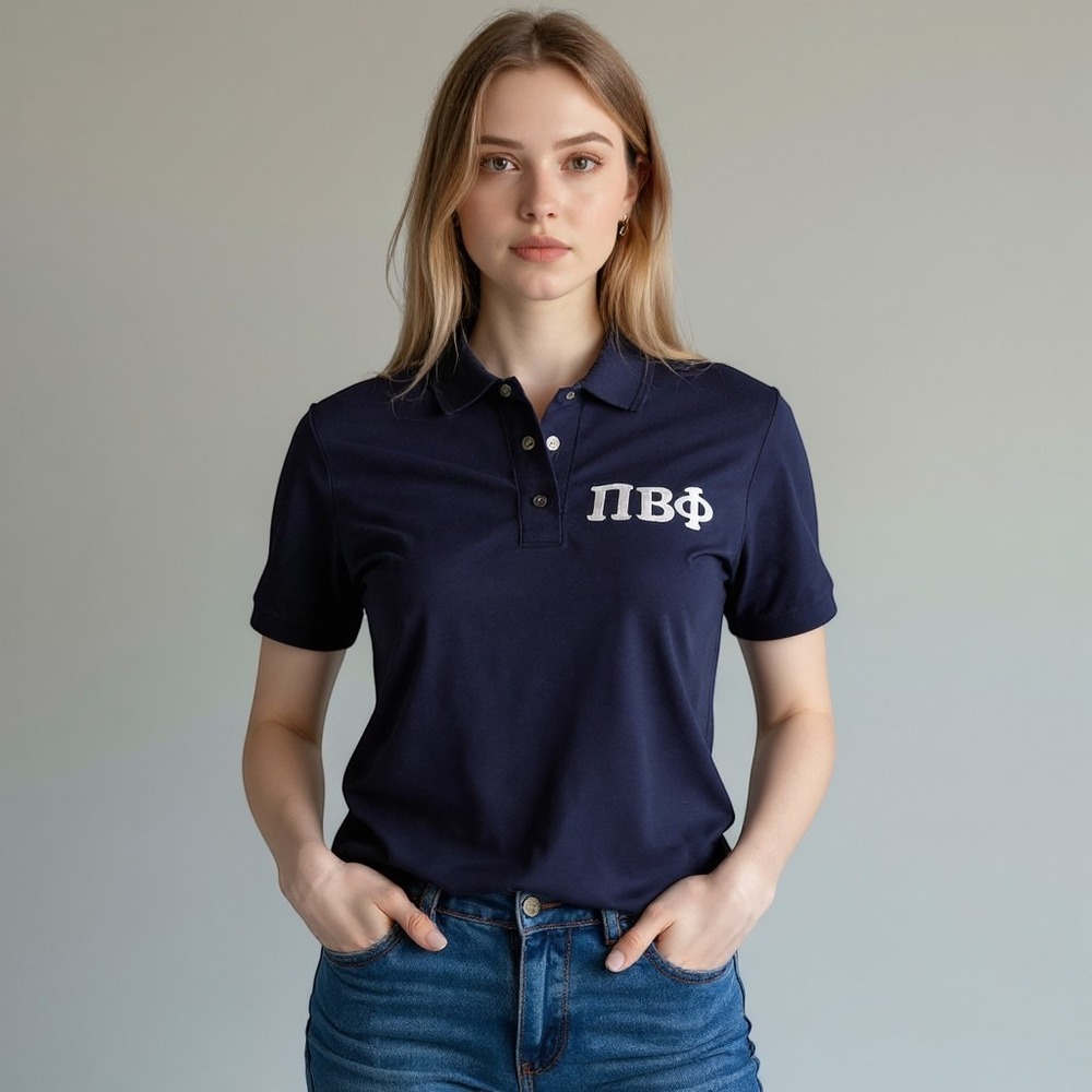 Pi Beta Phi Polo Embroidery Greek Letters Sorority Preppy College Swag S Vintage